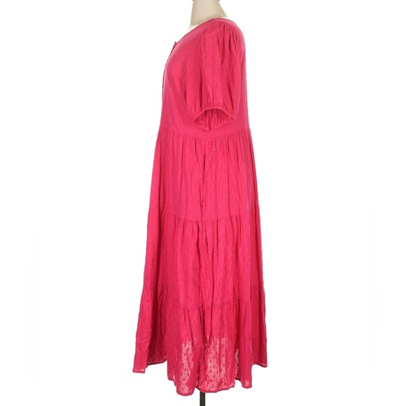 Old Navy Puff-Sleeve Clip-Dot Button-Front Midi‎ Swing Dress Women’s XL - Picture 5 of 8